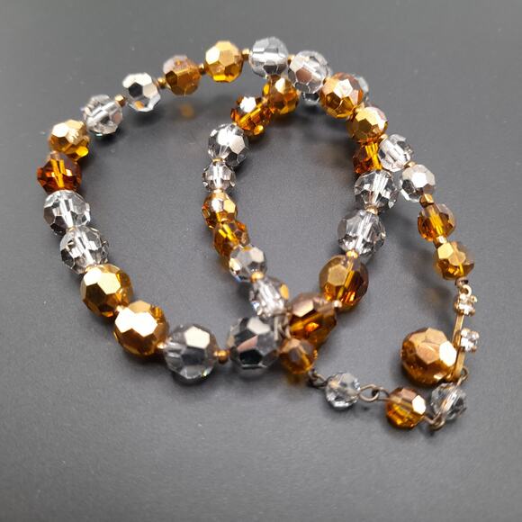 Vintage Marvella Crystal Necklace, Topaz Silver Beads 8mm, 16 1/2 Inches, 1950s - Picture 10 of 12